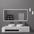 Bathroom Mirror with LED Lights, Lighted Bathroom Makeup Wall Mounted Mirror by YUGXTH