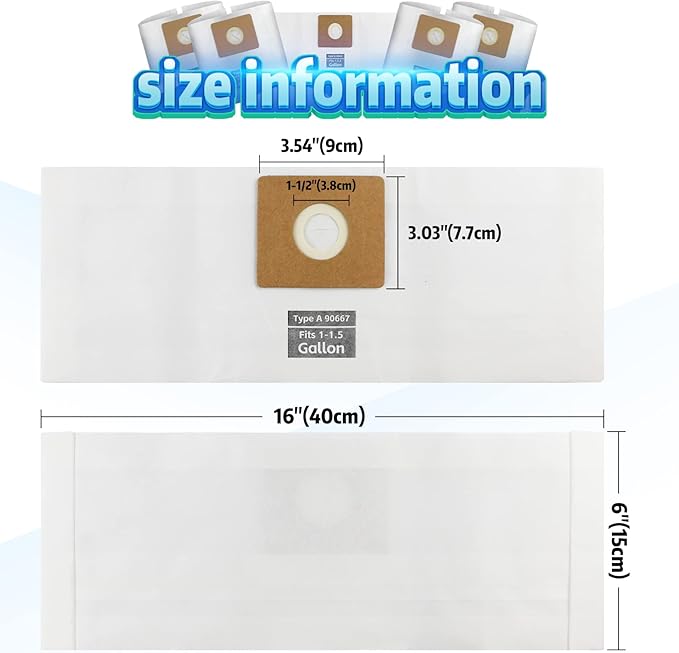 3 PCS Preferential Set Shop Vac 1-1.5 Gallon Vacuum Bags, ALYYDBG Type A 90667 - Image 3