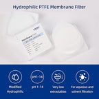 100 Pieces/Pack PTFE Disc Membrane Filters Hydrophilic 47mm Diameter 0.22µm - Image 3