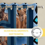 2 Panel Kitchen Cafe Curtains, Desert Camels Sunlight Filtering Nature Air - Image 7