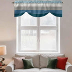 Blue Ombre Wooden Tie Up Valance Curtains - Image 3