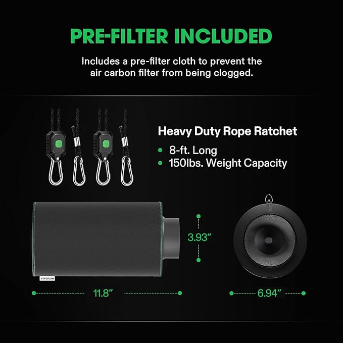 VIVOSUN 4 Inch Air Carbon Filter Smelliness Control - Image 6