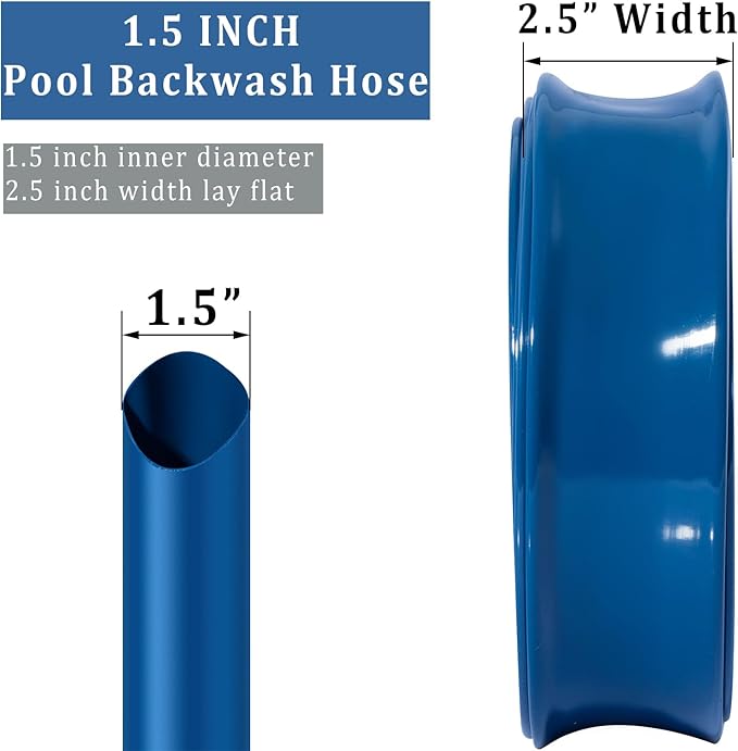 Pool Backwash Hose 1 1/2 inch × 25 ft Thicken Blue Water Discharge Pipe Lay - Image 2