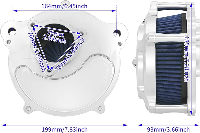 HDBUBALUS Motorcycle Air Filter Air Cleaner Intake System Cleaner Fit - Image 6