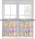 Colorful Easter Half Window Curtains 24 Inches Long, Spring Watercolor Bunny by Unknown