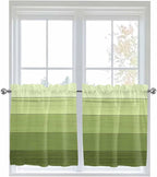 Gradient Green Wooden Board Window Valance Curtains, Retro Country Wood Grain - Image 9