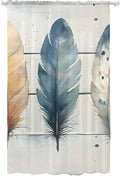 Sheer Curtains 84 Inches Long, Boho Blue Feathers Semi Sheer Curtains Light by Unknown