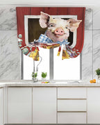 Tie Up Curtains for Windows, Pig Sunflowers Adjustable Balloon Nature Linen - Image 4