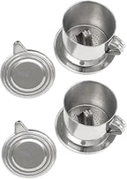 2 Sets Vietnamese Coffee Filter Stainless Steel Coffee Pot Drip Infuse Cup by Unknown