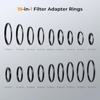 K&F CONCEPT 18 Pieces Filter Ring Adapter Set, Camera Lens Filter Metal - Image 2