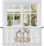 Easter Bunny Kitchen Tier Curtains 24 Inch Long 2 Panel Set, Rod Pocket Cafe - Image 2