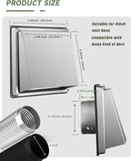 Upgraded 4" Stainless Steel 304 Dryer Vent Cover Outdoor - Image 3