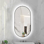 Oval LED Illuminated Bathroom Mirror, Wall-mounted Vanity Makeup Mirror by Unknown