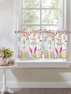 Happy Easter Half Window Curtains 24 Inches Long, Spring Watercolor Bunny Eggs - Image 7