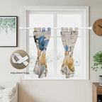 Blue Yellow Tulips Kitchen Curtains 45 Inch Length, Short Cafe Window Curtains - Image 5