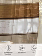 Sheer Curtains 84 Inches Long, Vintage Geometric Brown Semi Sheer Curtains - Image 6