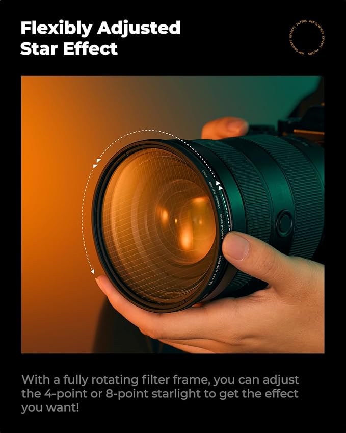 K&F CONCEPT 55mm Variable Star Filter Cross Screen Starburst Filter 4, 8 Points - Image 6