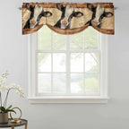 Farmhouse Cow Tie Up Valance Curtains - Image 2