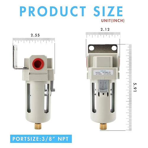 3/8" NPT Air Dryer for Compressor | Compressed Air Line Filter | 5 Micron Brass - Image 2