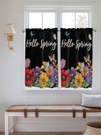 Spring Flowers Tier Curtains 45 Inches Long, Watercolor Country Colorful Floral - Image 4