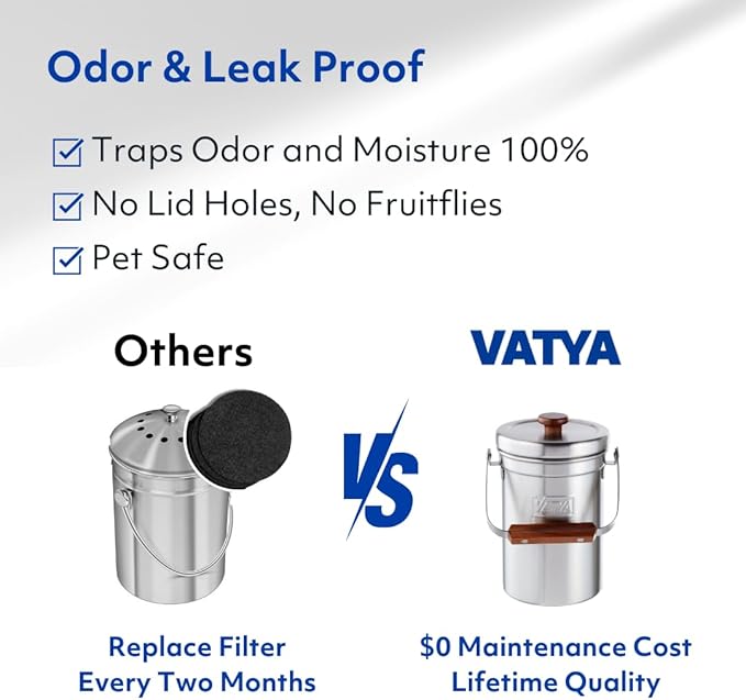 Vatya Stainless Steel Kitchen Compost Bin - Image 3