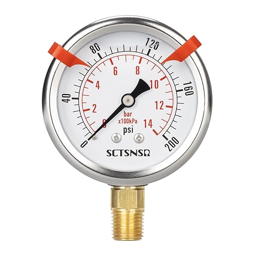 0 to 200 Psi Pressure Gauge, Glycerin Liquid Filled, 2.5 inch Dial, 1/4" NPT - Image 8