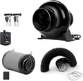 iPower 4 Inch 195 CFM Inline Fan, Air Carbon Filter, 8 Feet PVC Ducting by iPower