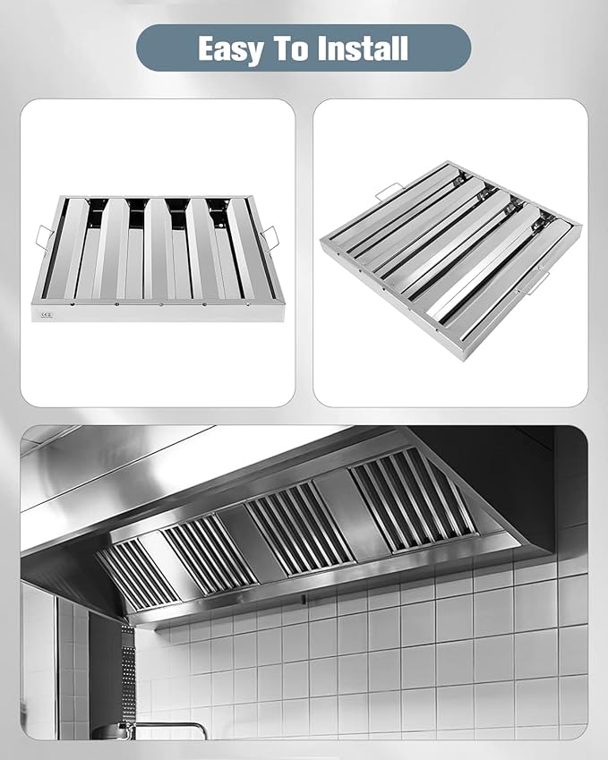 Hood Filters 430 Stainless Steel 19.5W x 19.5H Inch, 4 Grooves Commercial Hood - Image 5