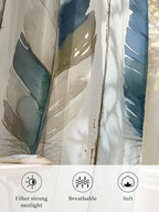 Sheer Curtains 72 Inches Long, Boho Blue Feathers Semi Sheer Curtains Light - Image 6