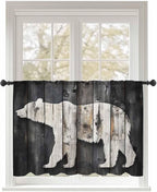 Sheer Curtains 45 Inch Length, Farmhouse Country Vintage Wood Grain Privacy by Unknown