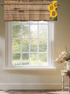 Kitchen Valances for Window, Farm Sunflower on Vintage Wood Grain Light - Image 8