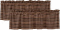 2 Pack Kitchen Valance for Windows, Farm Brown Wood Board Light Filtering Rod by Alandar+Home