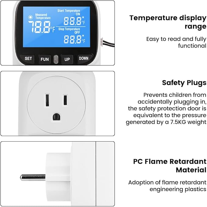 Diymore Digital Thermostat Controller, 1800W 120V/15A, -104°F to 210°F - Image 4