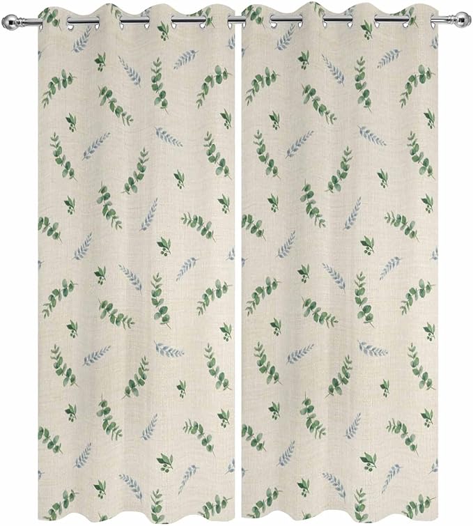 Leaf Outdoor Curtains for Patio Summer Jugal Leaves Pastoral Plant Linen - Image 9