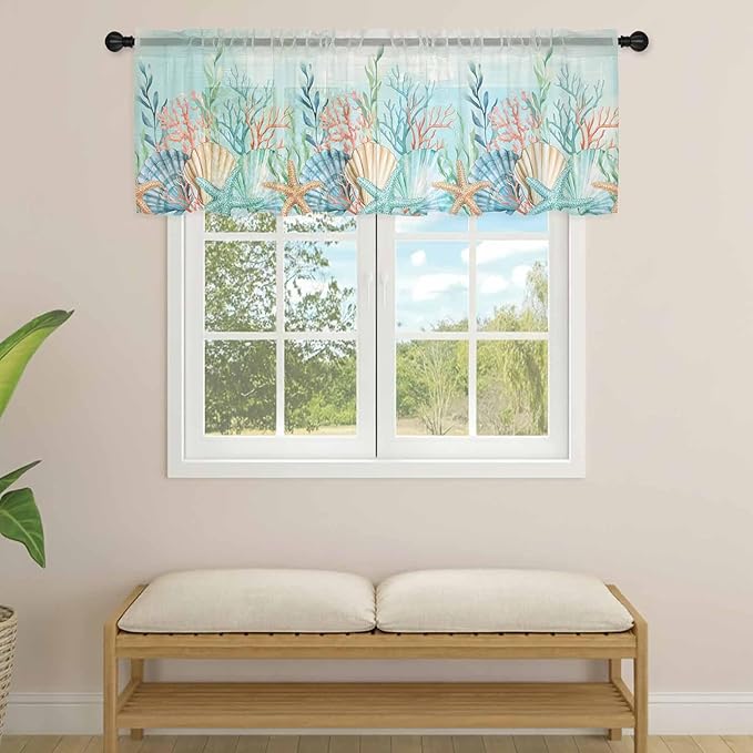 Summer Beach Sheer Valance Curtains - Image 4