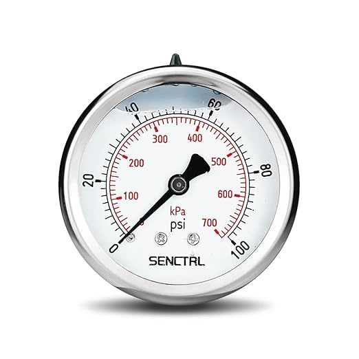 SENCTRL 0-100 Psi Glycerin Liquid Filled Low Pressure Gauge, 2.5" Dial Size by senctrl