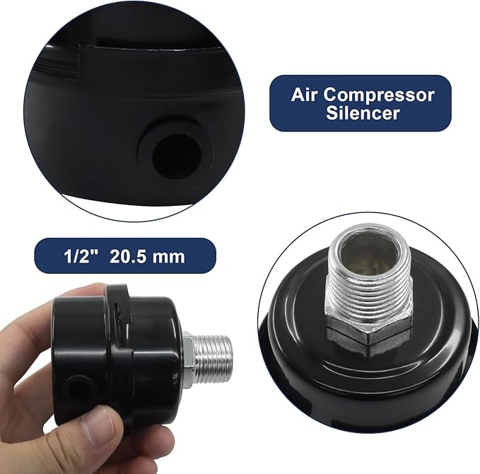 2 Pcs Air Compressor Silencer, 1/2 Inch Thread Intake Filter Muffler, 20 mm Air - Image 4