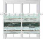 Blue Teal Kitchen Curtains 24 Inch Length, Small Window Curtains Tab Top by Unknown