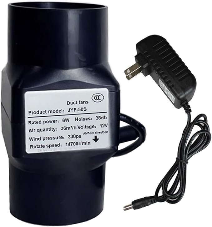 2 Inch Inline Duct Fan with Speed Controller 12V 6w Air Cooling Exhaust Blower by Unknown