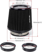 3" 3.5" 4" Inlet Car Replacement Cold Air Intake Filter 76mm 89mm 102mm 3 Sizes - Image 5