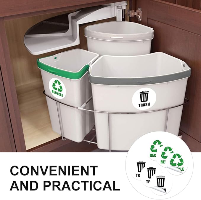 Waste Sorting Decal for Bins Reminding Stickers for Kitchen Garbage Can Labels - Image 4