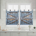 Farmhouse Wood Grain Kitchen Curtains 24 Inch Length, Small Window Curtains Tab - Image 3