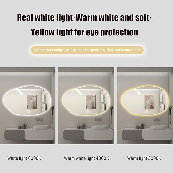 JSLJDM 800 mm Illuminated Backlit LED Bathroom Mirror, Wall Mounted - Image 3