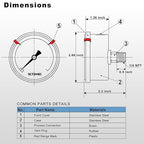 0 to 60 Psi Pressure Gauge, Glycerin Liquid Filled, 2.5 inch Dial, 1/4" NPT - Image 6