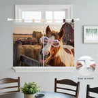 Farm Horses Kitchen Curtains 45 Inch Length, Short Cafe Window Curtains Tab Top - Image 4
