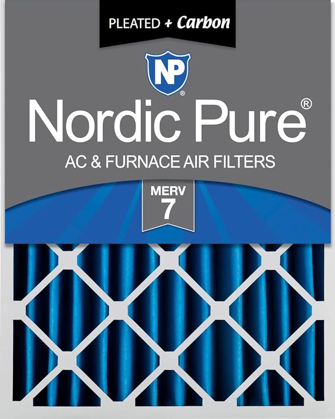 Nordic Pure 16x25x4 Pleated Air Filters MERV 7 Plus Carbon 1 Pack by NordicPure