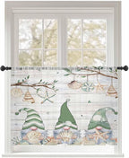 Sheer Curtains 54 Inch Length, Sage Green Gnomes Semi Sheer Curtains Light by Unknown