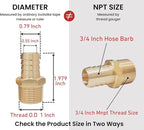 2pcs Brass Hose Barb Fitting, 3/4" Barb x 3/4" NPT Male, Adapter – Correct - Image 3