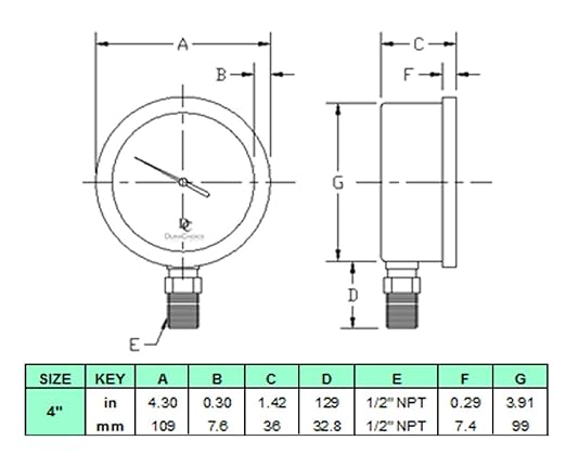 4" Oil Filled Pressure Gauge - Image 6