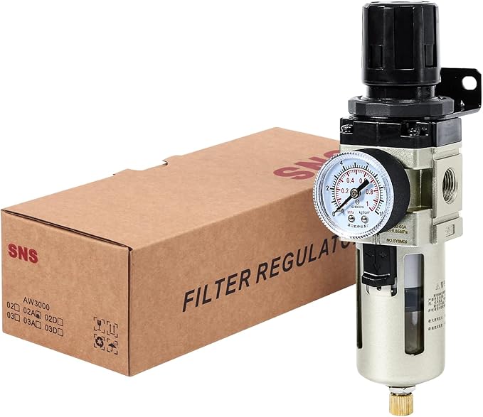 SNS Compressed Air Filter Regulator Piggyback Combo 3/8''NPT- Poly Bowl - Image 5